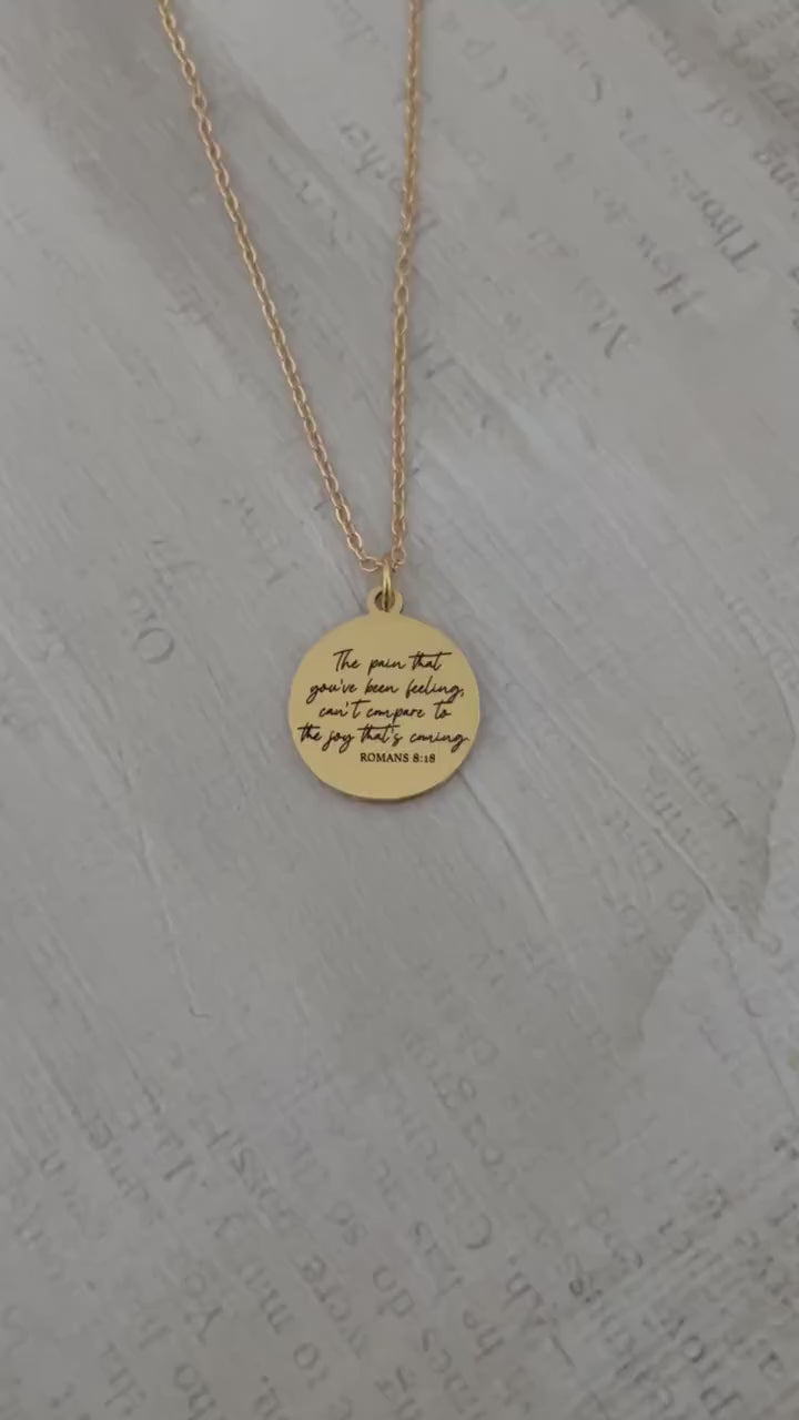 Romans 8:18 Necklace The Pain You’ve Been Feeling Can’t Compare Necklace Christian Encouragement Gift, Faith Jewelry for Women, Bible Verse