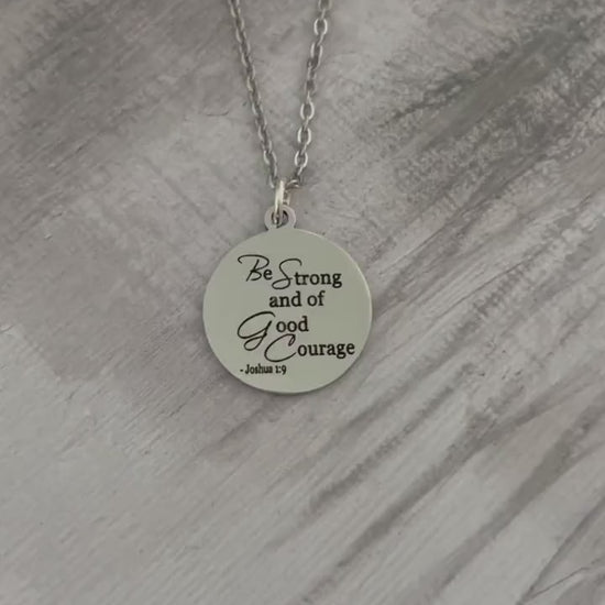 Joshua 1:9 Bible Verse Necklace - Christian Gift - Personalized Engraving