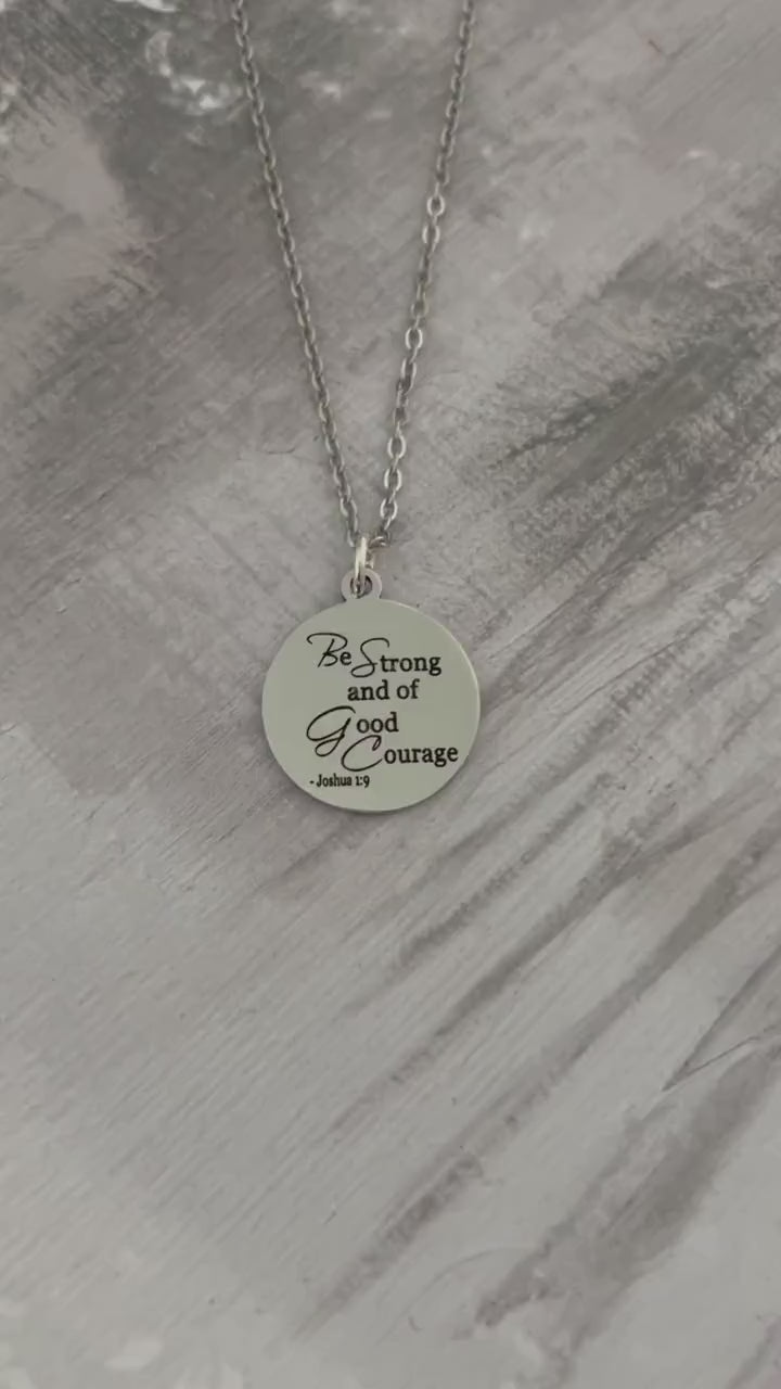 Joshua 1:9 Bible Verse Necklace - Christian Gift - Personalized Engraving