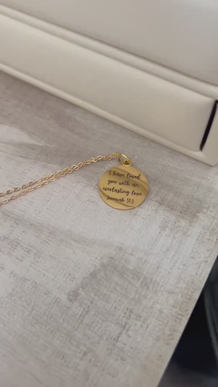Jeremiah 31:3 Everlasting love Pendant Bible Verse Necklace Christian Gifts Jewelry Meaningful Gifts Love Necklace, Can be Personalized